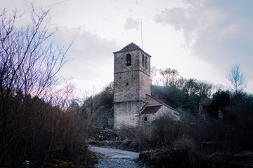Old abandoned Catholic hermitage on top of a mountain.