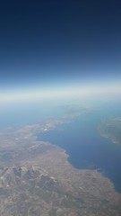 Aegean sea view from airplane in September 2017