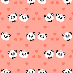 Seamless pattern with cute cartoon panda. Vector illustration.