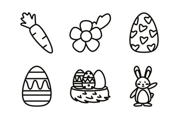 bundle of easter set line icons