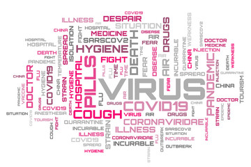 Virus topic purple text concept illustration