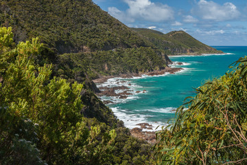 Scenic view Great Ocean Road winding around the cliffs © Alira Vale