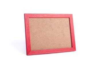 Red color wooden frame for photography on a white background isolated background