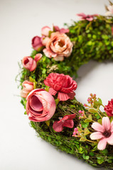 Easter, spring flower wreath decoration 
