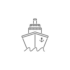 Ship line icon flat. Black pictogram on grey background. Vector illustration symbol