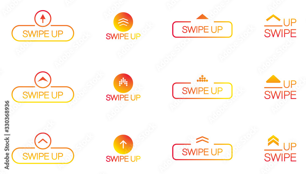 Fototapete swipe up, arrow up, scroll pictogram icon set. arrow up for social media application and social medi