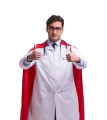 Super hero doctor isolated on white