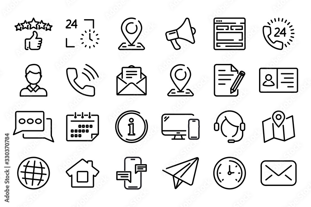 Leinwandbilder set of simple contact us icons for web and mobile app. social media network icon call us email mobil