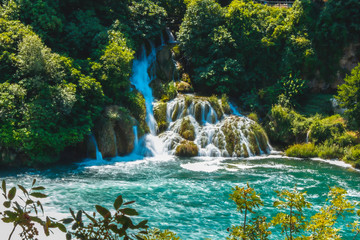 Lovely waterfall of Krka park in Croatia