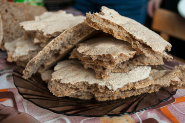 natural rural simple bread broken and ready to eat