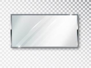 Mirror rectangle isolated. Realistic mirror frame, white mirrors template. Realistic 3D design for interior furniture. Reflecting glass surfaces isolated - obrazy, fototapety, plakaty