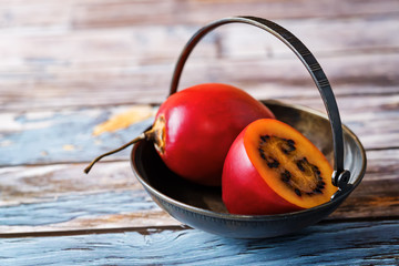 Ripe Tamarillo fruit with slices
