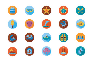 bundle of sea set block style icons