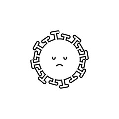 Sad virus border icon on grey background. Emotions. Coronavirus. Black icon