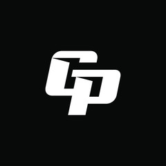 Initial letter GP logo template with modern cut font symbol in flat design monogram illustration