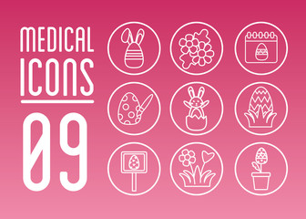 bundle of easter set flat icons