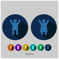 Illustration of Happy icon vector, man and women . Good to use for banner, social media feed, International Day of Happiness, etc