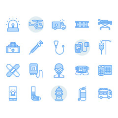 Emergencies related icon and symbol set