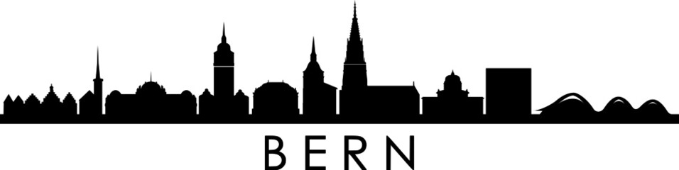 Bern City Switzerland Skyline Silhouette Cityscape Vector