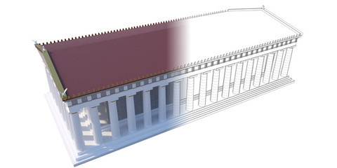 Parthenon, ancient greek temple, visualization, 3D illustration