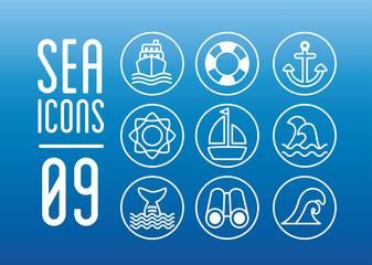 bundle of sea set block style icons