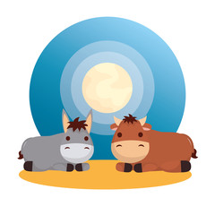 mule and ox manger characters