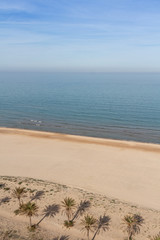 Aerial view of Gandia beach in Valencia, Spain