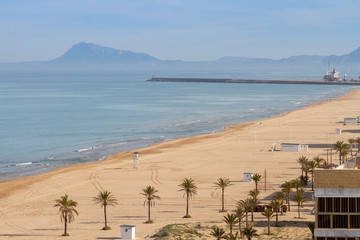 Fototapeta na wymiar Aerial view of Gandia beach in Valencia, Spain