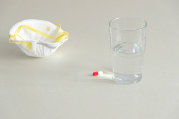 Protection mask, drinking water and capsule medicine