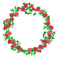 seamless pattern of red roses and green leaves for decoration fabrics and backgrounds