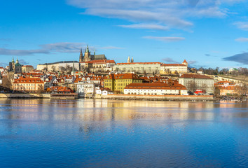 Naklejka na ściany i meble Prague's castle, the river, and Charles Bridge