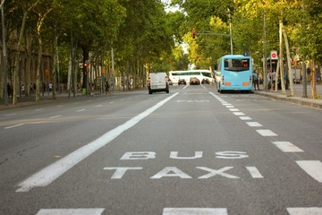 Public transport: bus on the road in the city