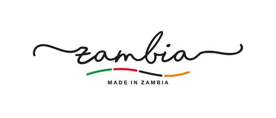Foto op Aluminium Made in Zambia handwritten calligraphic lettering logo sticker flag ribbon banner © simbos