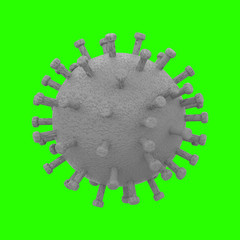 Green illustrative background of the coronavirus COVID-19, Rendering - 3D