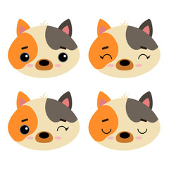 Set of cute vector cats illustration. Emotional pets isolated on a white background. Design for children, poster, print on fabric, greeting card.