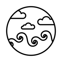 sea scape scene with clouds line style icon