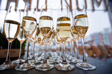 glasses of champagne on table