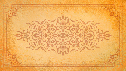 Jugendstil floral Ornament braun auf Hintergrund Pastell gold gelb Textil Wand antik altes Papier Vorlage Layout Design Template Geschenk zeitlos schön alt barock edel rokoko elegant background