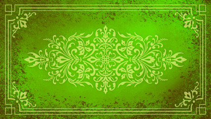 Obraz premium Jugendstil floral Ornament weiß Hintergrund Pastell grün lindgrün Textil Wand antik altes Papier Vorlage Layout Design Template Geschenk zeitlos schön alt barock edel rokoko elegant background