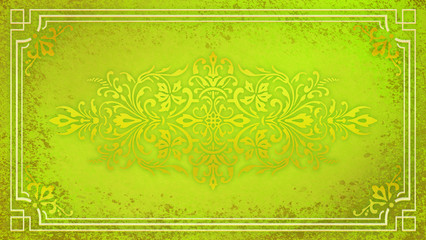 Obraz premium Jugendstil floral Ornament gold Hintergrund Pastell grün lindgrün Textil Wand antik altes Papier Vorlage Layout Design Template Geschenk zeitlos schön alt barock edel rokoko elegant background