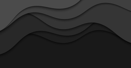 Abstract illustration with black waves. Wavy dark background.