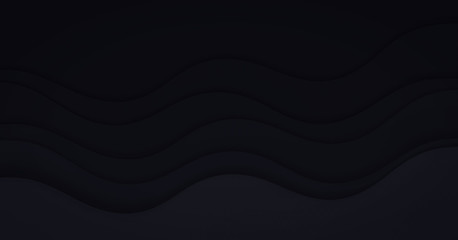 Abstract illustration with black waves. Wavy dark background.