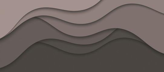 Abstract illustration with black waves. Wavy dark background.
