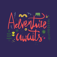 Obraz premium Adventure awaits cute Scandinavian styled banner vector illustration