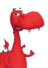 baby dragon cartoon cute portrait id in a white background