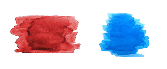 Red and blue of color strokes on white background with clipping path
