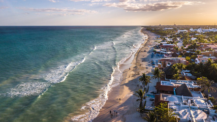 Riviera Maya Playa Del Carmen Sunrise Sunset - obrazy, fototapety, plakaty