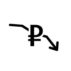 russian ruble inflation icon falling symbol vector