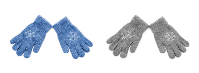 woolen gloves on a white background
