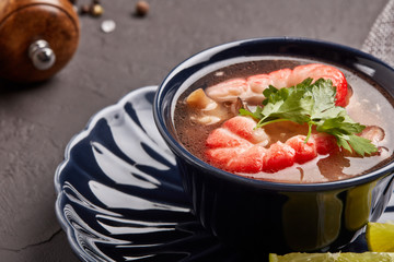Fish soup with shrimps. Seafood